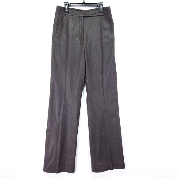 Marlowe Wool Dress Pants Womesn 8 Wide Leg Brown Designer Made In Italy - Picture 1 of 14